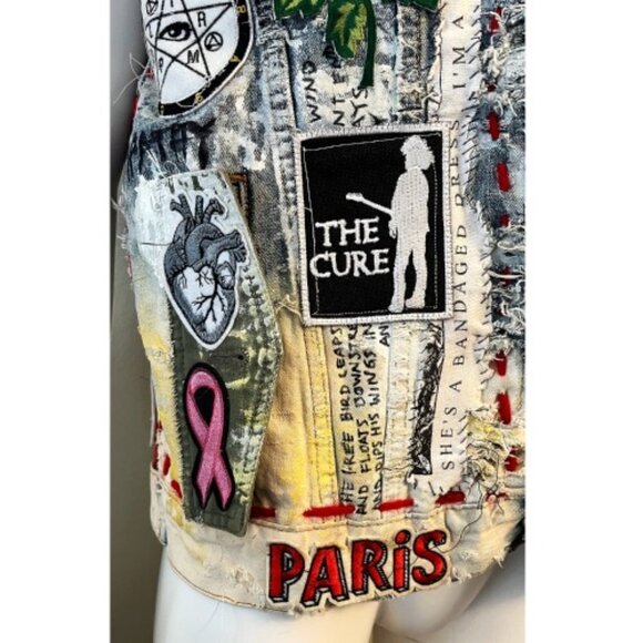DREAM & DESTROY PUNK ROCK PATCH CUSTOM VINTAGE DENIM VEST - Picture 3 of 16